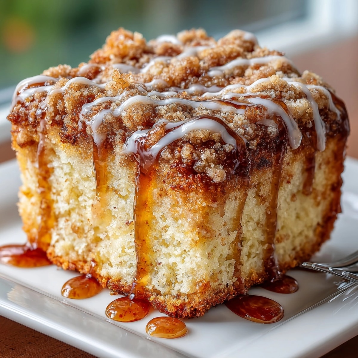 Delicious Apple Cider Doughnut Chaos Bars, golden brown and topped with a buttery streusel, ready to enjoy.