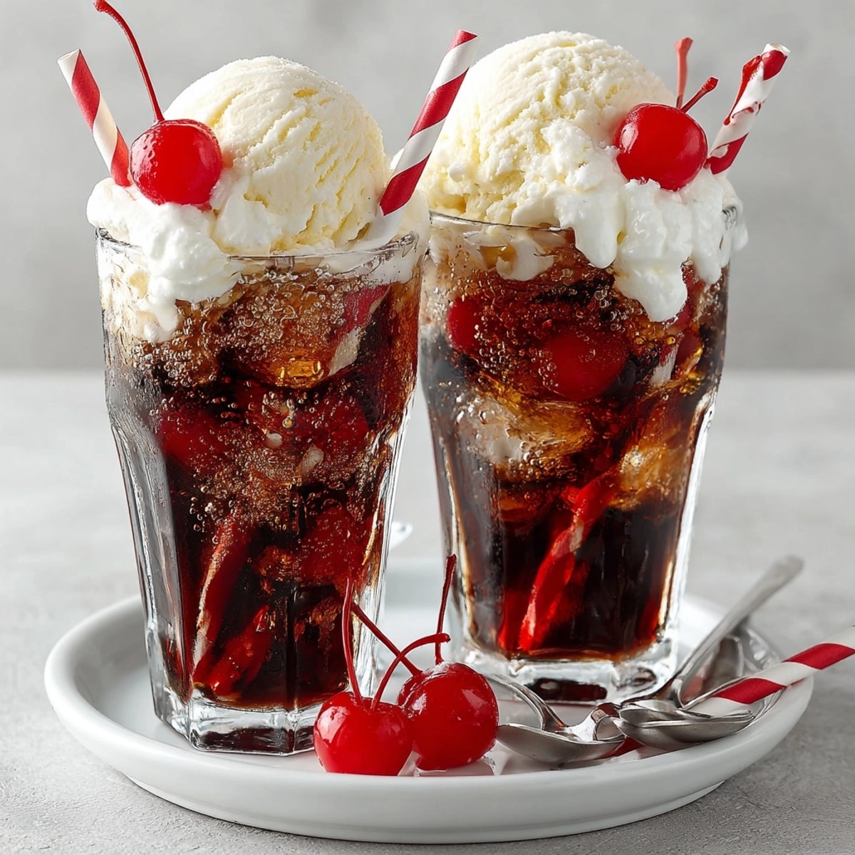 Imagine a Rebel Float Cherry Cola Cream Fizz: swirls of cherry cola meeting vanilla ice cream, a delightful summer drink.