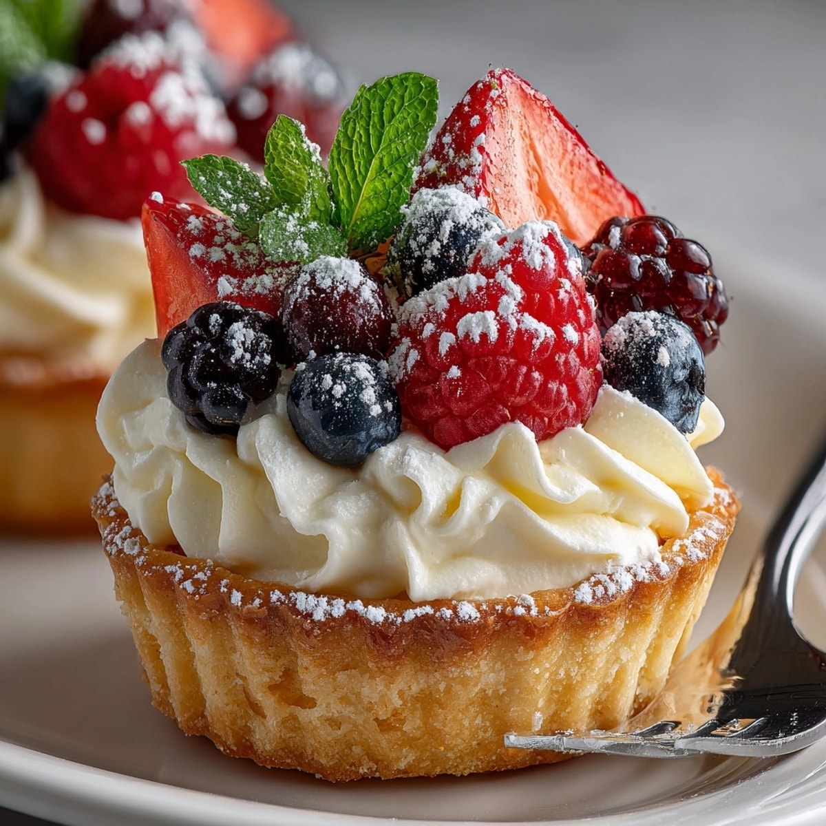 Lemony Lemon Mascarpone Tartlets Berries showcasing a creamy filling and vibrant berries, ready to eat.
