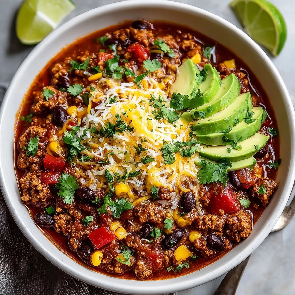 Enjoy a flavorful ground turkey taco skillet, perfectly seasoned with smoky spices.