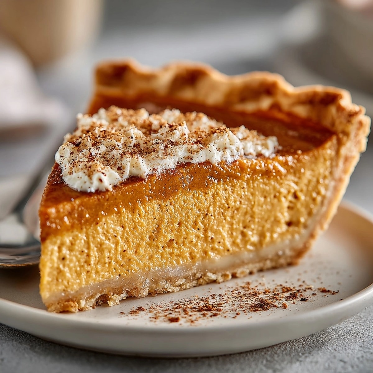 Warm, fragrant sliced Vegan Pumpkin Pie with Coconut Milk, a comforting and autumnal treat.