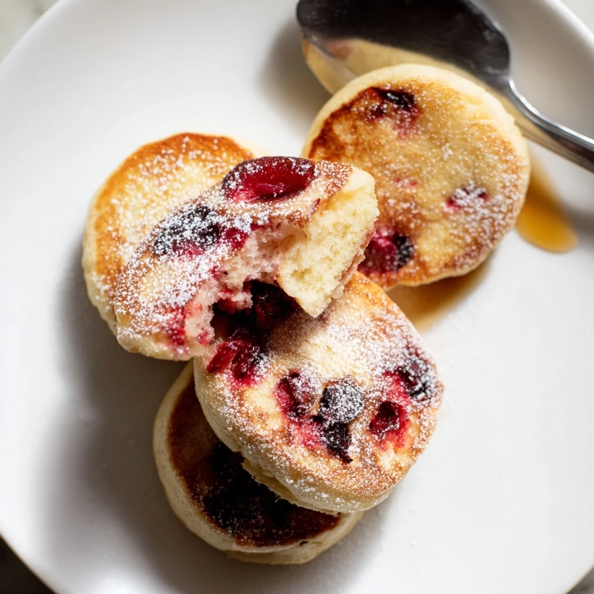 Delicious cranberry mochi muffin blinis ready for a cozy brunch setting.  