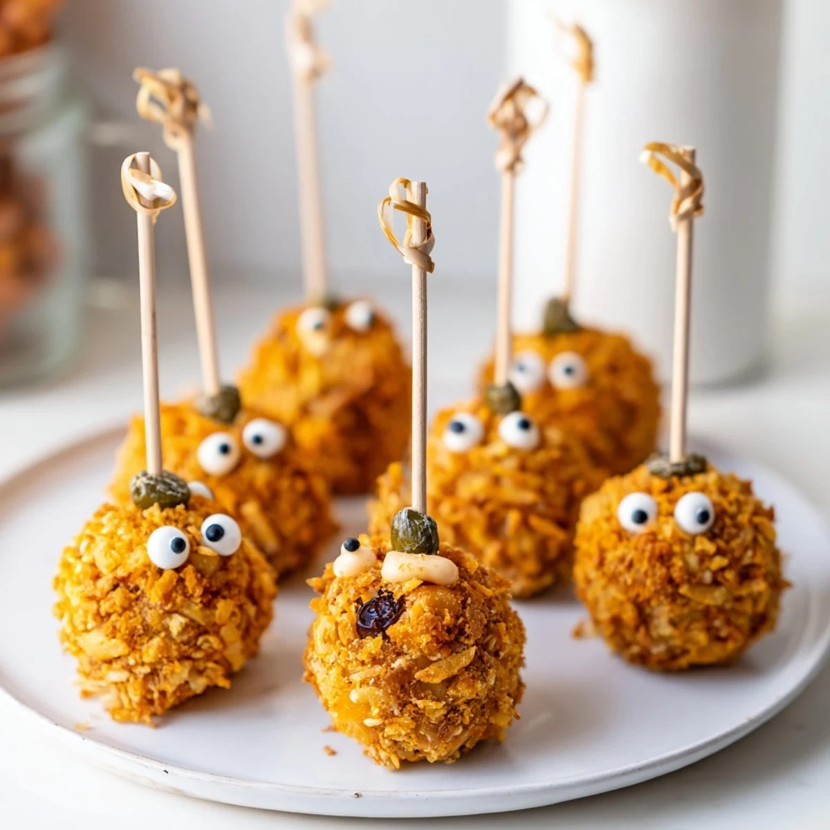 Cheddar Jalapeño Monster Cake Pops are colorful, savory bites ideal for parties.  