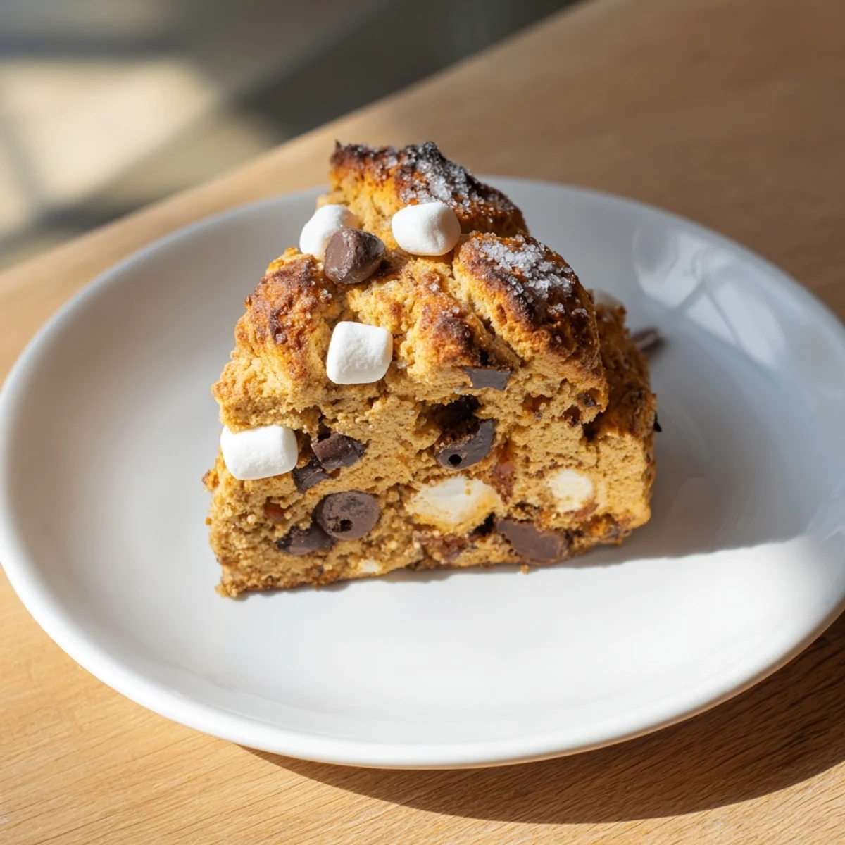 Warm, tender Smores Flaky Biscuit Scones served with coffee for a delicious treat.