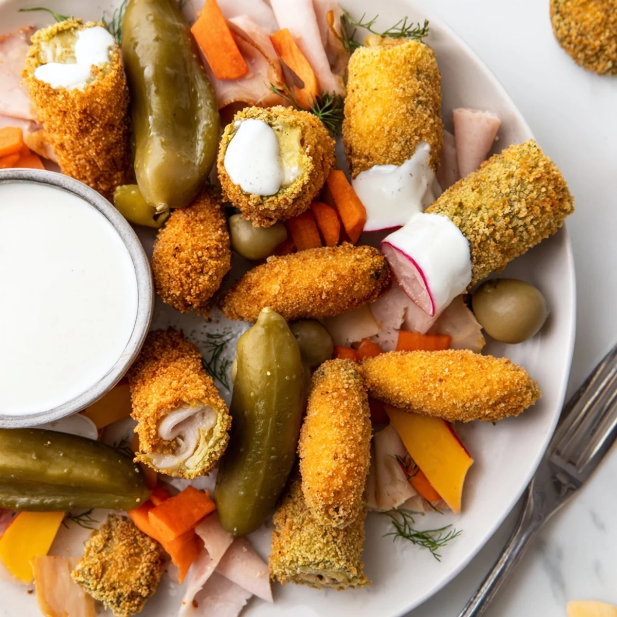 A delightful Pickle Lovers Meal showcasing vibrant pickled vegetables and crunchy bites.