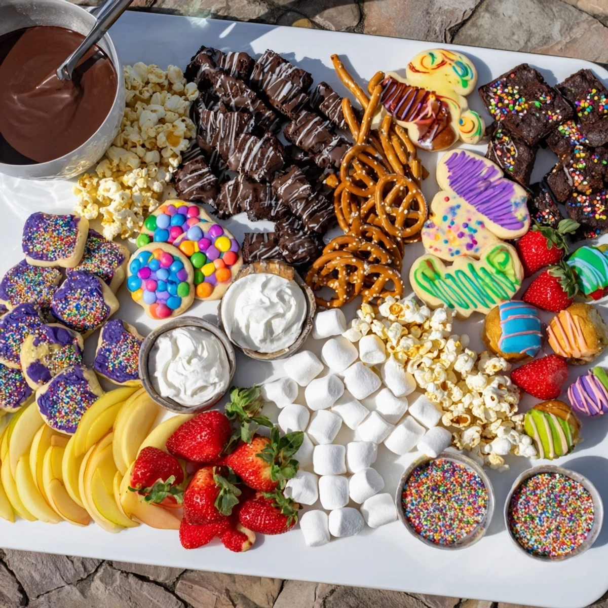 Festive dessert boards with a variety of sweet snacks for sharing joyfully.