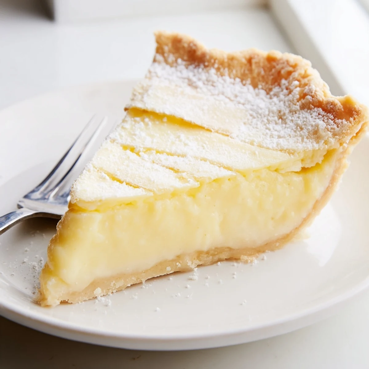 Delicious Water Pie cooling on a counter, showcasing its creamy filling and flaky crust.  