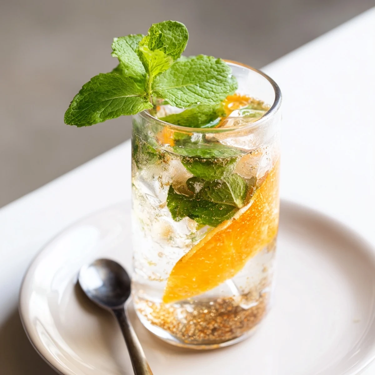 Colorful mocktail showcasing homemade probiotic soda, garnished with orange slices.  