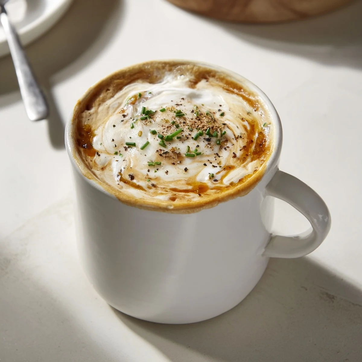 A unique Onion Latte blending caramelized onions with rich espresso for bold flavor.  