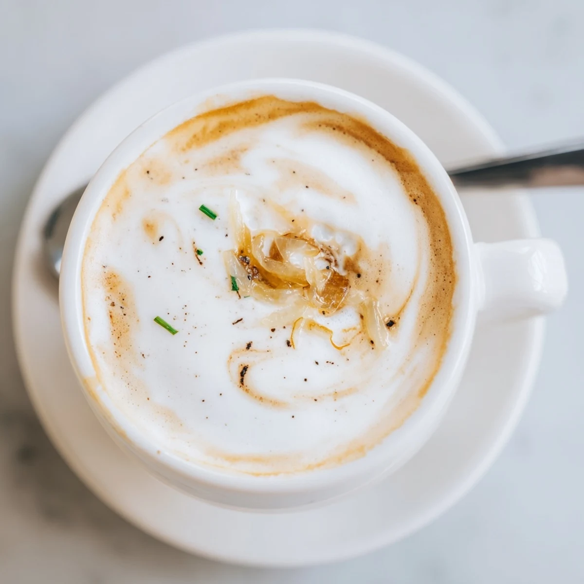 Deliciously unconventional Onion Latte served warm, ideal for those seeking new tastes.
