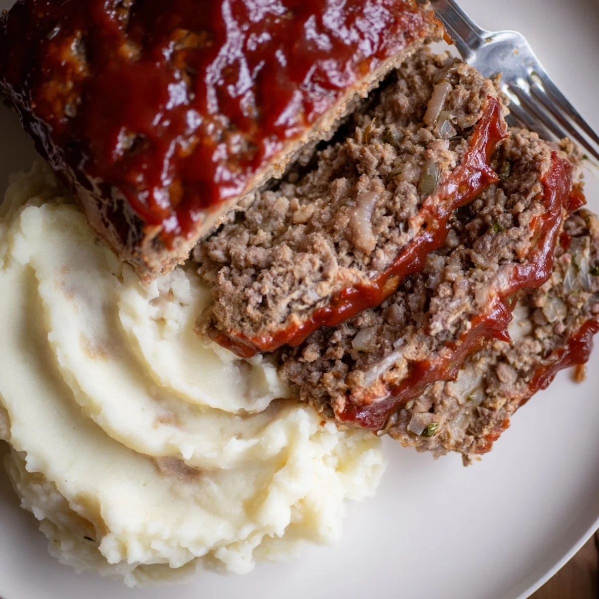 A golden-crusted Classic Meatloaf with creamy mashed potatoes, perfect for family dinners.  