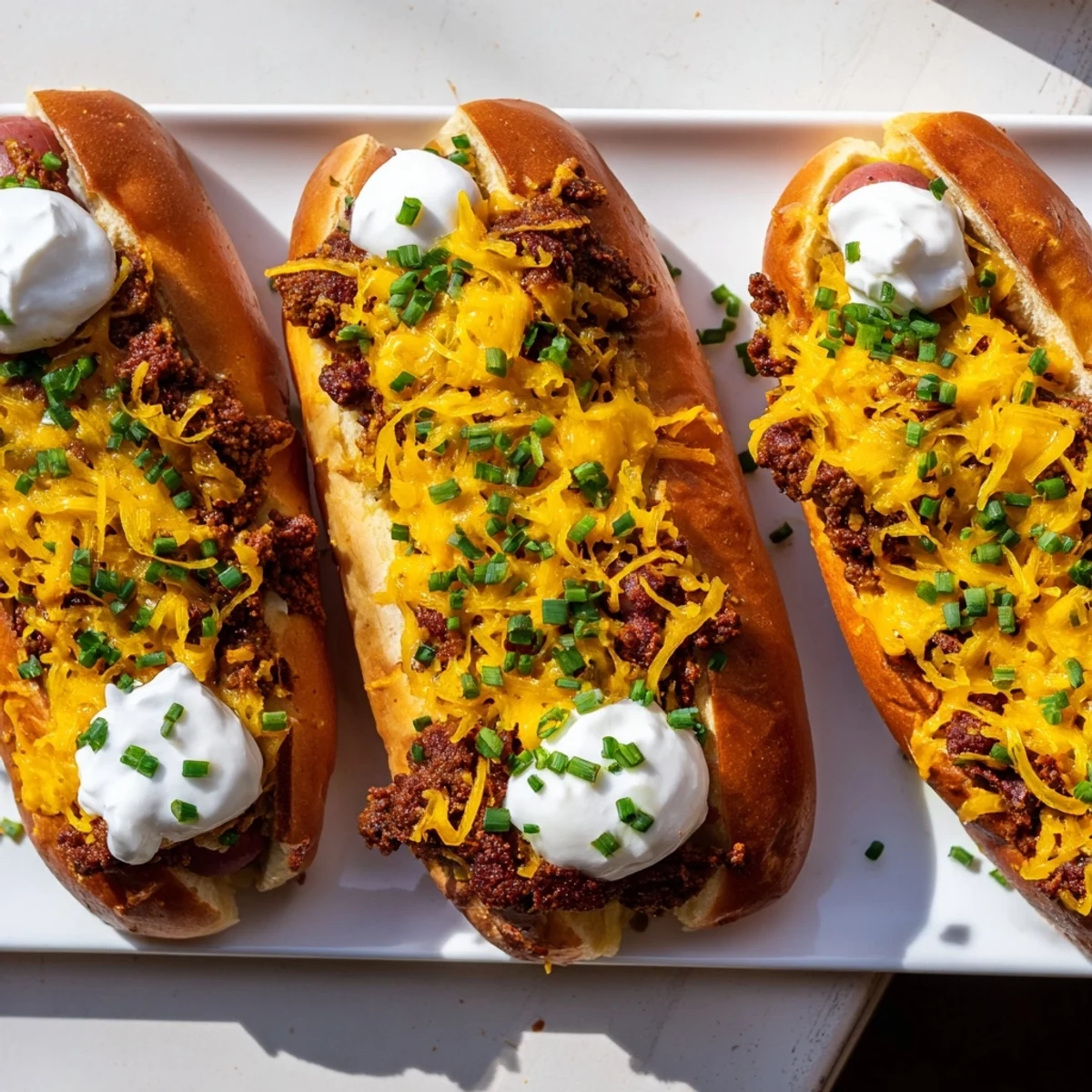 A close-up of a steaming Chili Dog Casserole, showcasing the layered textures of the meal.