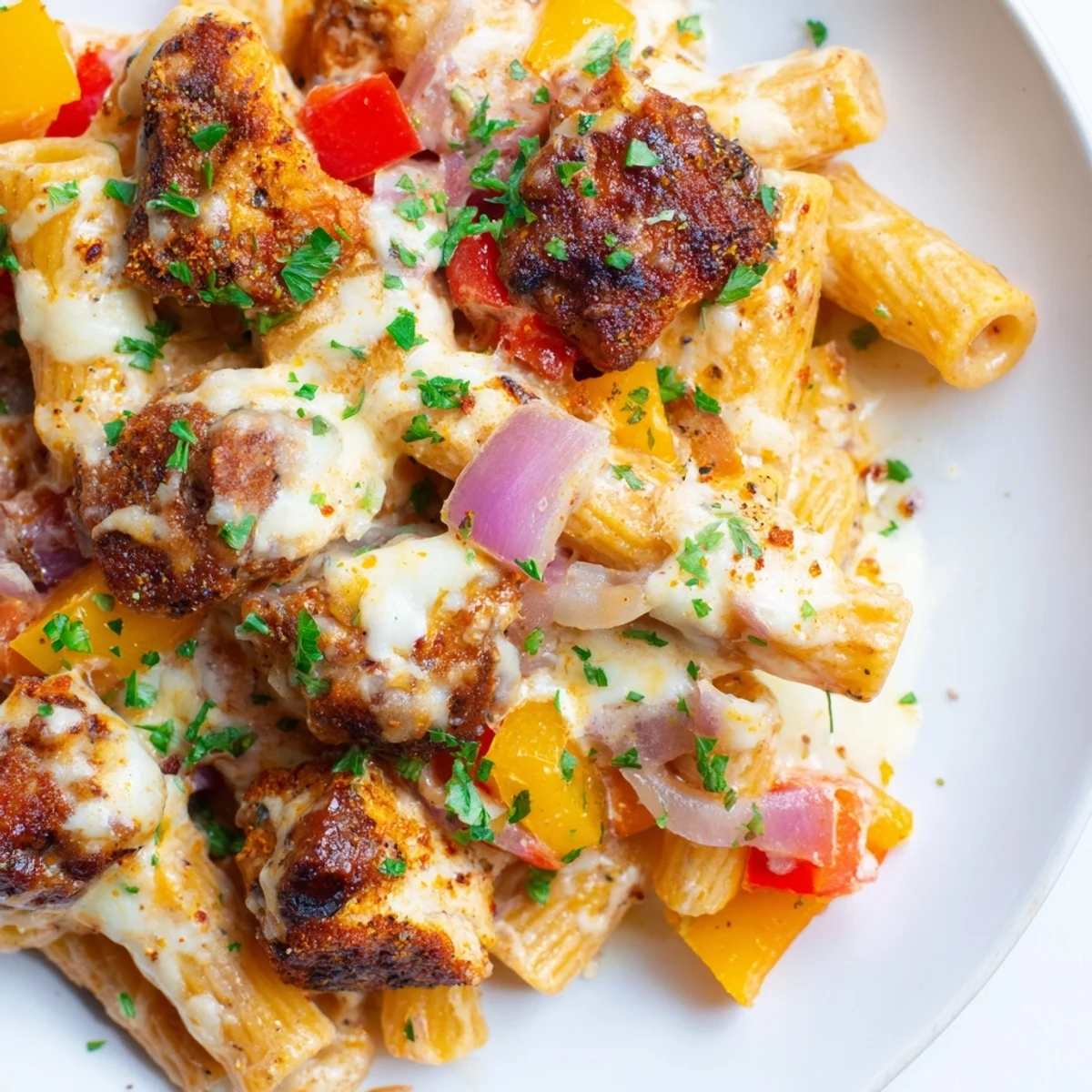 Imagine the aroma: Spicy Cajun seasoning infuses this comforting Cajun Chicken Pasta Bake dish.
