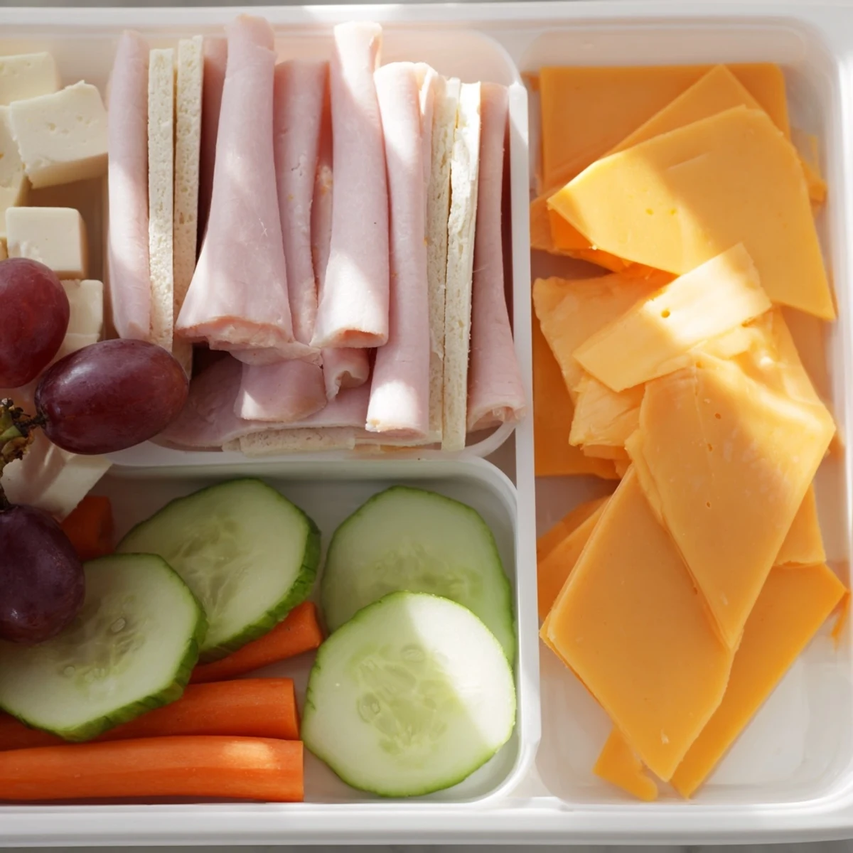 Easy DIY Lunchables Tray: a delicious, balanced snack featuring cheese, crackers, and fresh produce.