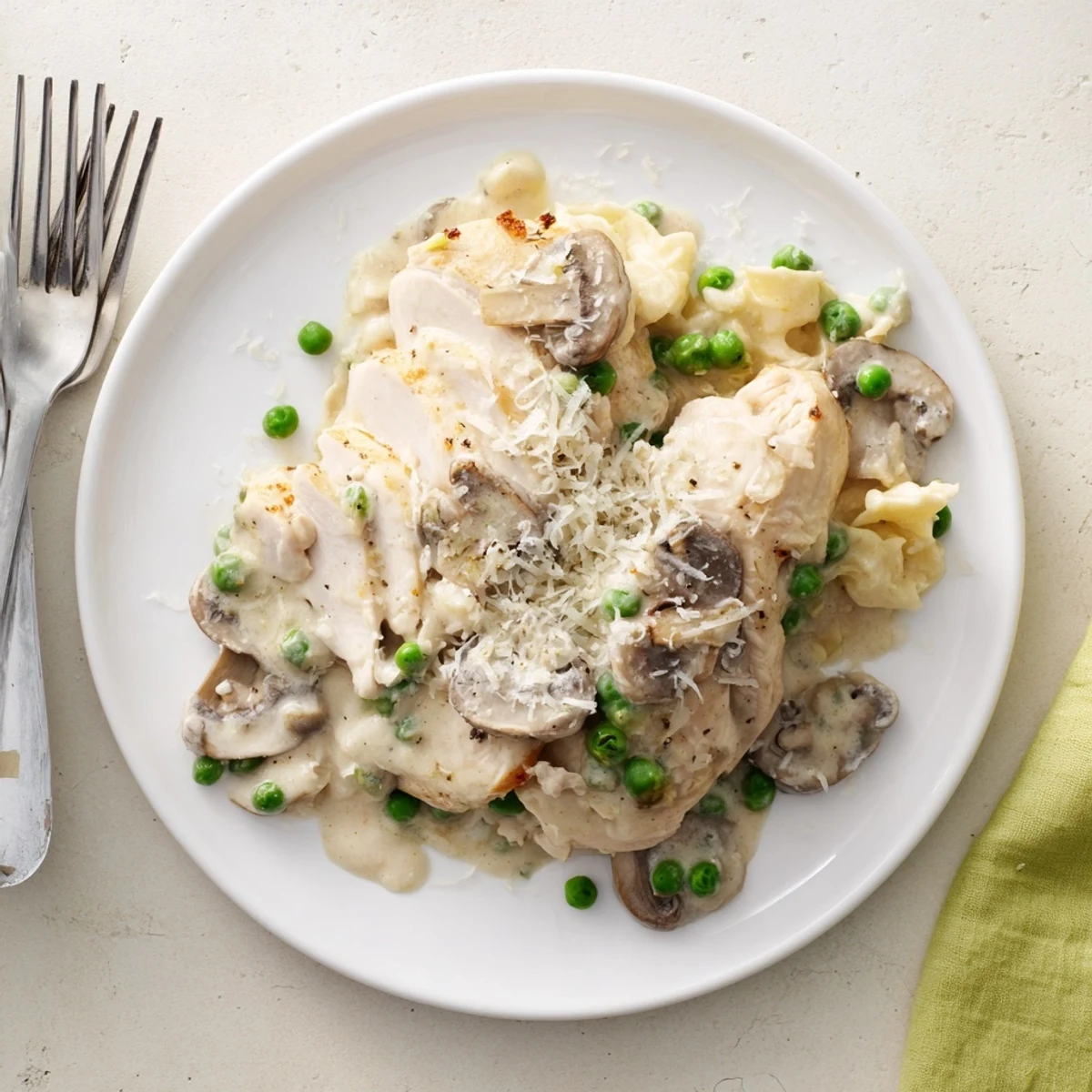 Golden, seasoned chicken and creamy Alfredo sauce, served over perfectly cooked pasta.