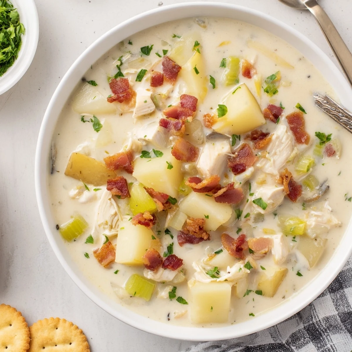 Enjoy a spoonful of flavorful New England Clam Chowder, a quintessential comfort food.