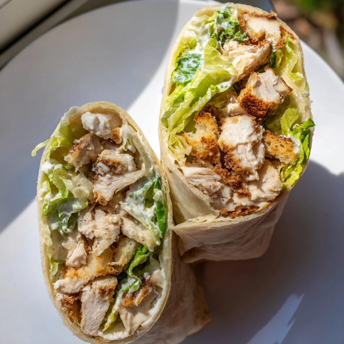These delicious chicken Caesar wraps present a satisfying meal with flavorful chicken and cheese.