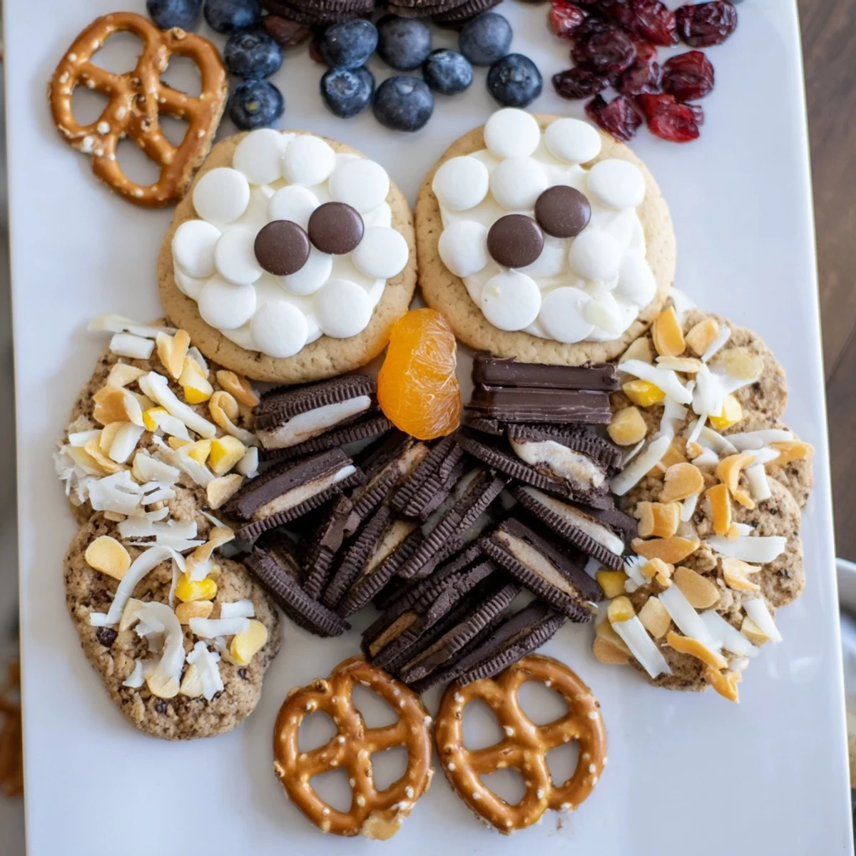 This colorful Owl Hooting Dessert Board includes fresh berries and chocolate hazelnut spread for dipping.