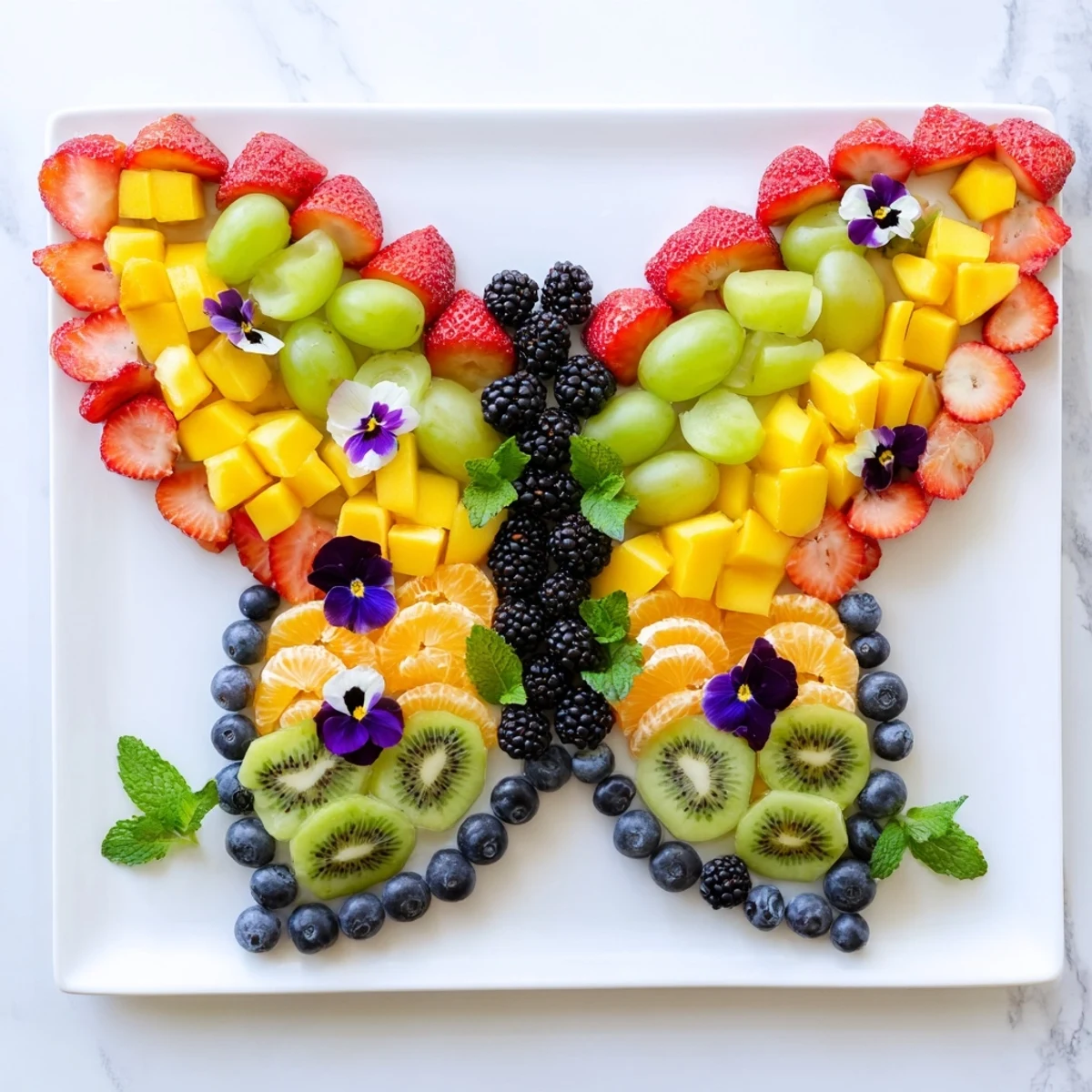 Butterfly Bloom Fruit Board, a colorful and artistic arrangement of fresh fruit, perfect for your party.