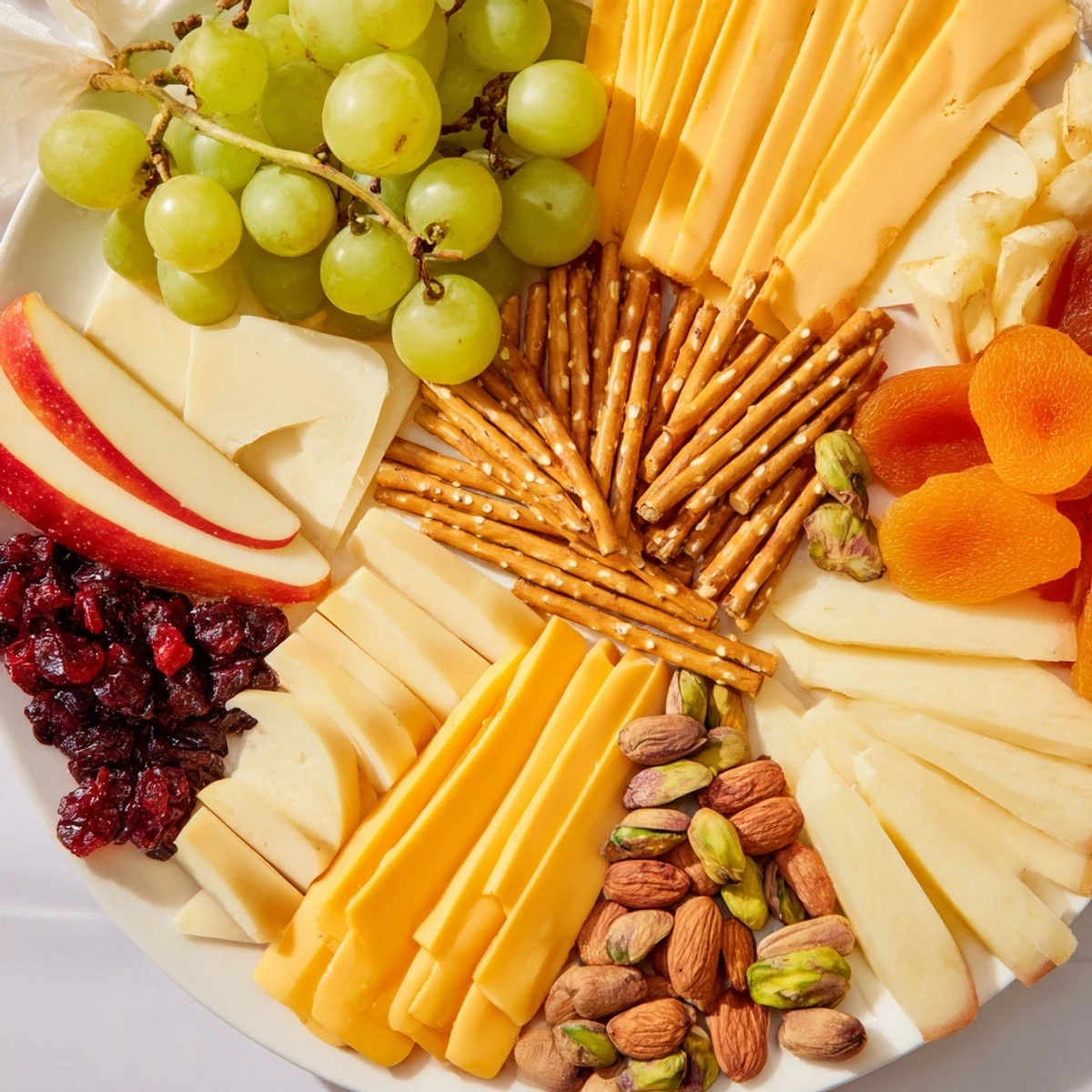 Artisanal cheeses, cured meats, and fresh fruits create the beautiful Thanksgiving Wheat Field Turkey Board.
