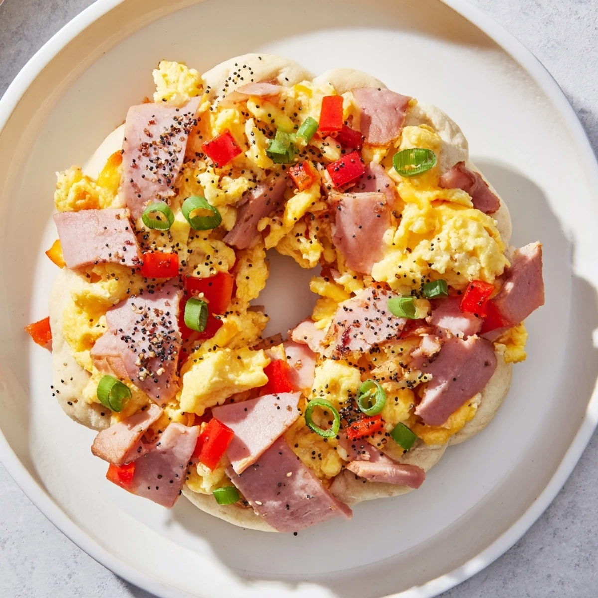 A beautiful close-up of the delicious Egg and Ham Bake, perfect for a festive brunch spread.