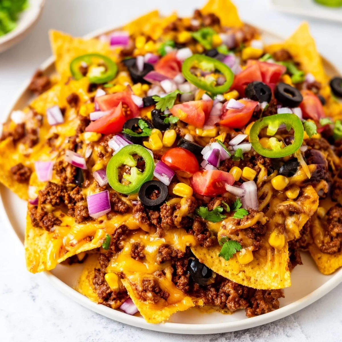 Easy Sheet-Pan Nachos: a Tex-Mex delight of melted cheese over seasoned beef and crunchy chips.