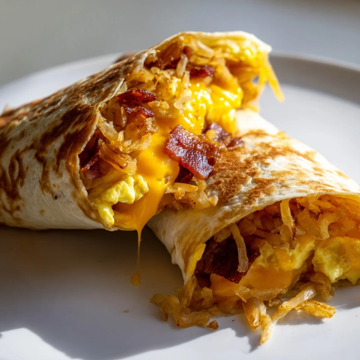 A delicious close-up of B.E.C. breakfast bites, highlighting the flaky homemade tortilla and savory filling.