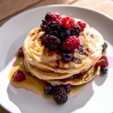 A stack of homemade brown banana pancakes steaming, perfect for a quick and easy breakfast treat.