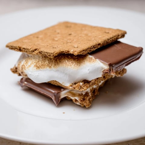 Golden, bubbly marshmallows and melted chocolate in an Air Fryer Smores recipe photo.