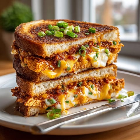 Crispy buffalo tofu nestled in cheesy, toasted bread makes this satisfying Tofu Buffalo Grilled Cheese perfect.