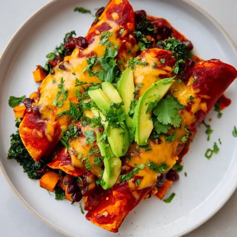 Sweet Potato Bean Kale Enchiladas