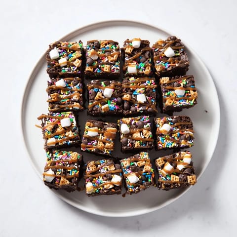 Mini marshmallows and pretzel pieces adorn these homemade Chaos Chocolate Cake Bites perfectly.