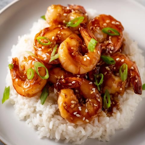 Fragrant Honey Garlic Shrimp dish with green onions, showcasing a delicious balance of flavors.