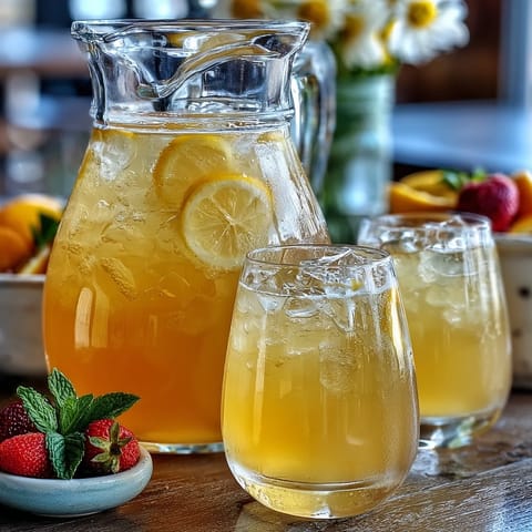 Summer party lemonade bar with fresh fruit, offering guests a colorful spread of berries, citrus, and herbs to create their perfect drink.