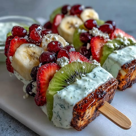 Fun Kid Lunch Bento Box with Fruit Skewers and Dip - Colorful skewers of strawberry, pineapple, and kiwi paired with creamy yogurt dip and kid-friendly sandwich bites.