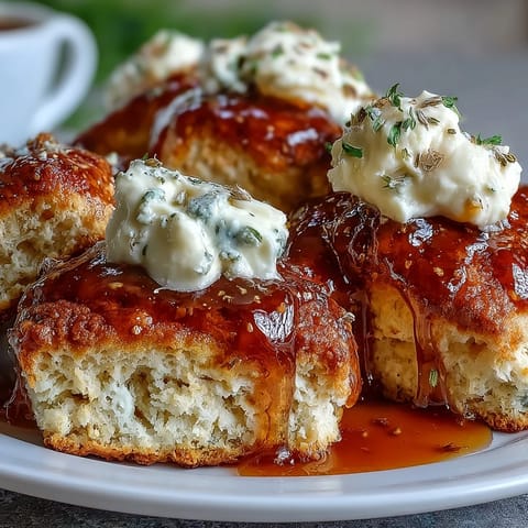 Warm, honey-glazed scones with delicate floral notes, perfect for pairing with clotted cream and a cup of tea.