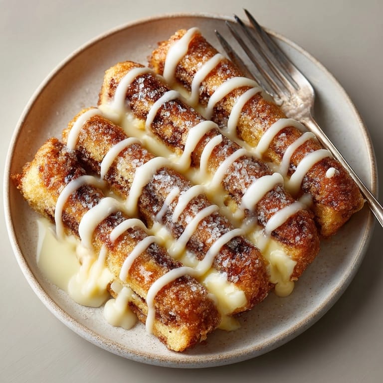 Imagine the sweet, soft texture of these Chaos Cinnamon Roll French Toast Fingers with a generous glaze and a cup of coffee.
