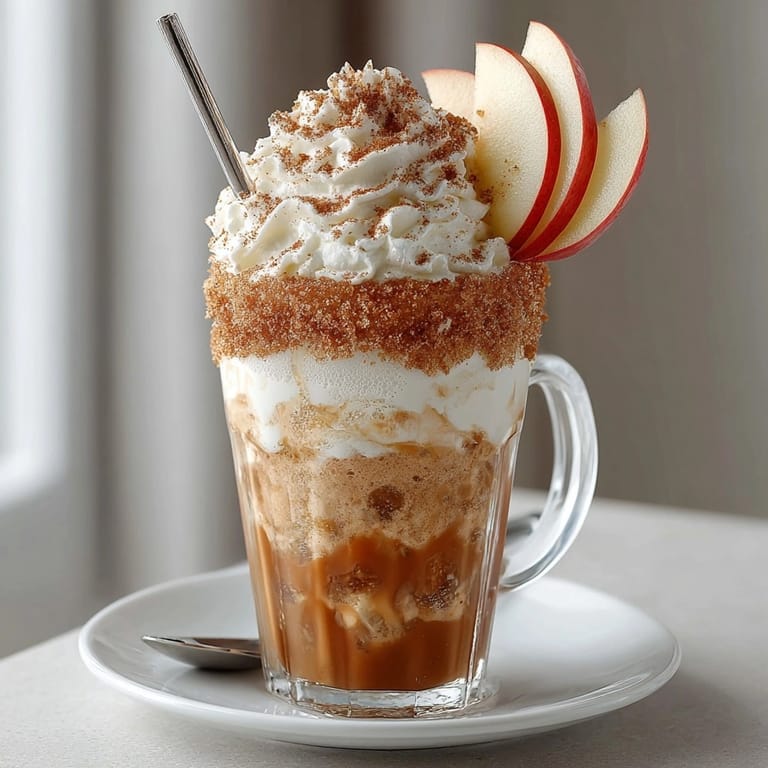 Homemade Cream Soda Spiced Apple Pie Float with vanilla ice cream topped with whipped cream.