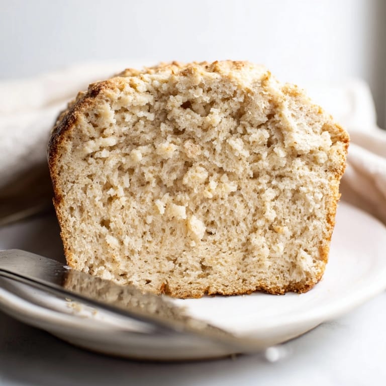 Rustic loaf of 2-Ingredient Cottage Cheese Bread; imagine the airy crumb and subtle tang.