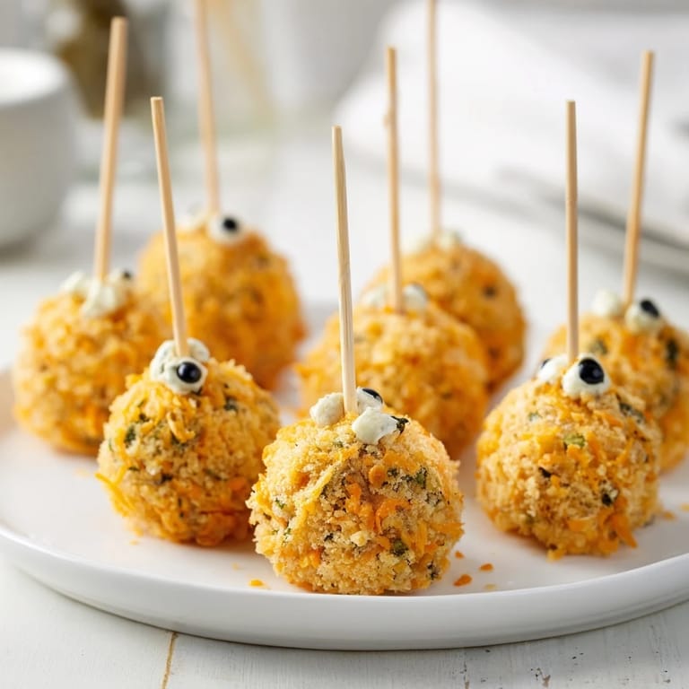 Deliciously spicy Cheddar Jalapeño Monster Cake Pops offer a unique snack experience.  
