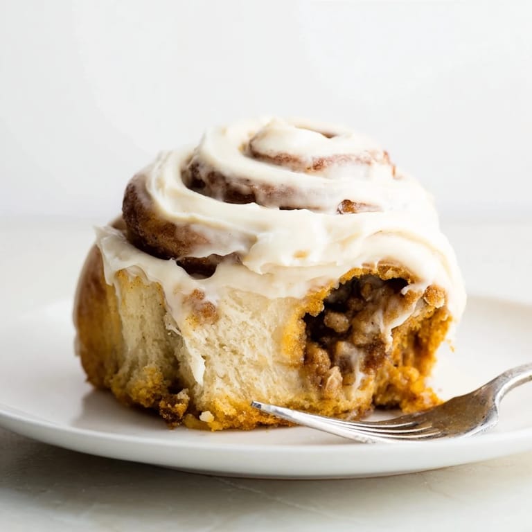 Fluffy pumpkin cinnamon rolls, warm spices, and rich frosting, a delightful autumn treat.  