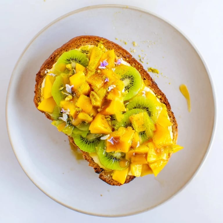 Delight in creamy Yogurt-Custard Toast, perfect for a tropical-inspired brunch.