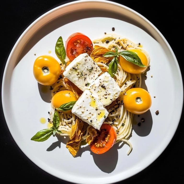 Delicious Baked Feta Pasta 2.0 bursting with flavors and vibrant Mediterranean ingredients.  