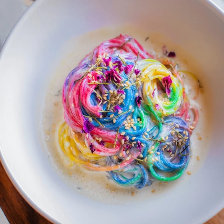 Lively Neon Noodle Cloud bursting with colors, perfect for fun, memorable meals.