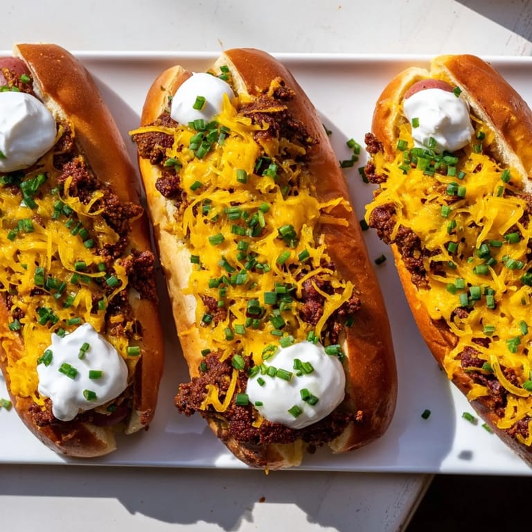 A close-up of a steaming Chili Dog Casserole, showcasing the layered textures of the meal.