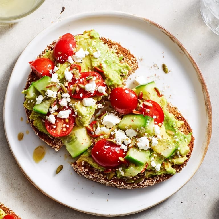 Golden slices of toasted bread support the delicious assortment of Express Holiday Avocado Toast Bar ingredients.