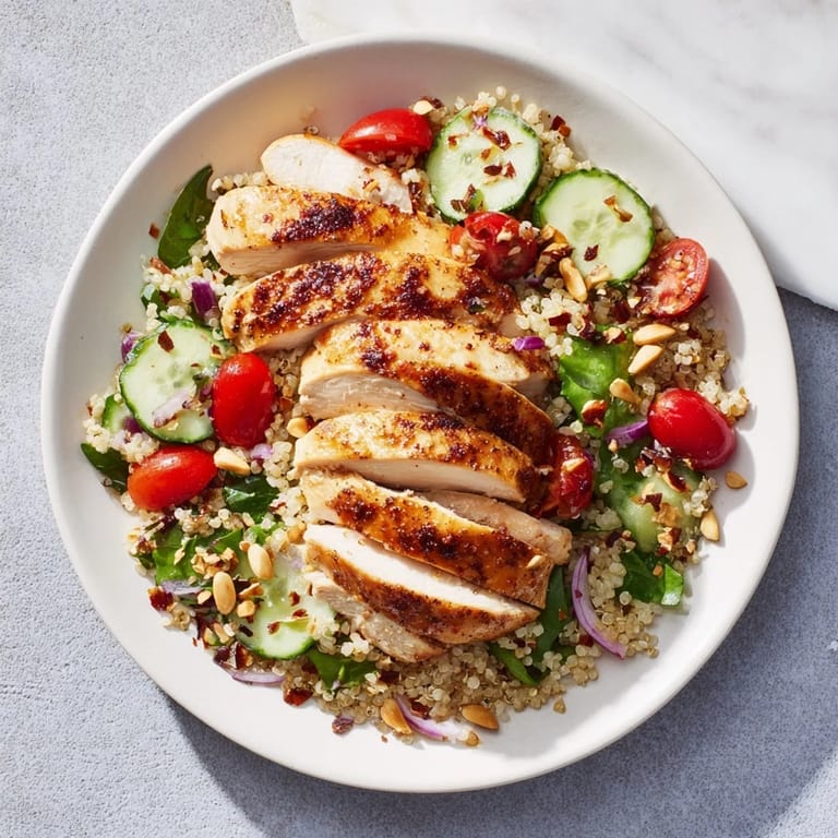 Imagine the texture of this Crunchy Quinoa Chicken Salad: crunchy seeds, tender chicken, and fresh veggies.