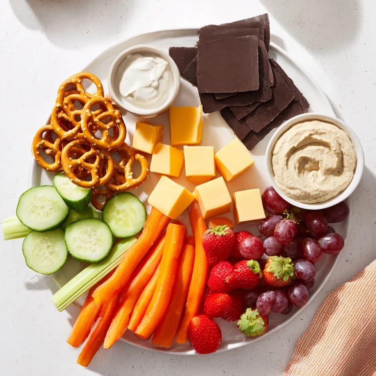 This delicious Fox & Friends Snack Tray features sweet grapes and strawberries alongside savory cheese cubes.