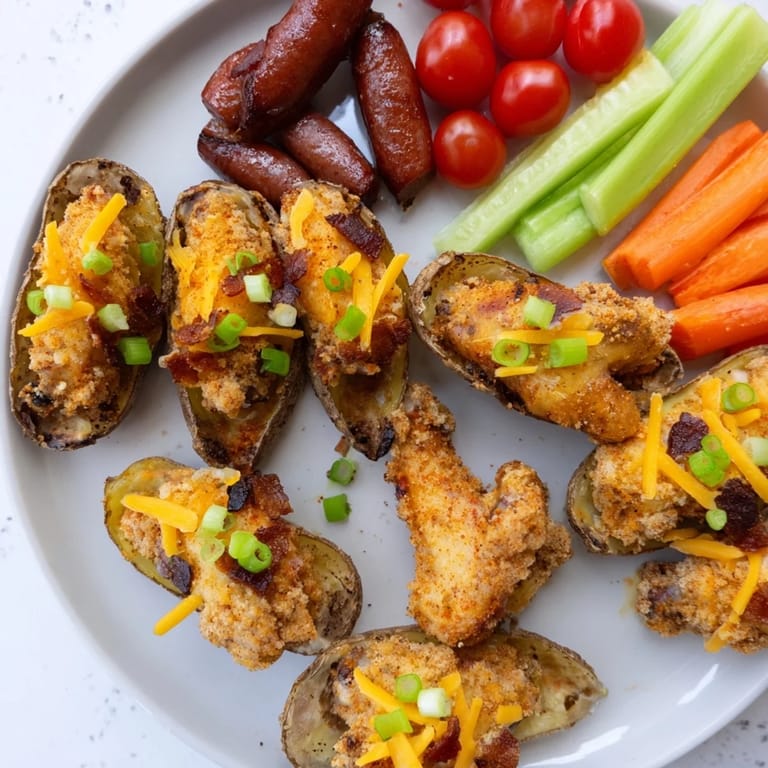 Enjoy this vibrant platter of the best touchdown football tailgate spread, including sausage bites and fresh veggies.