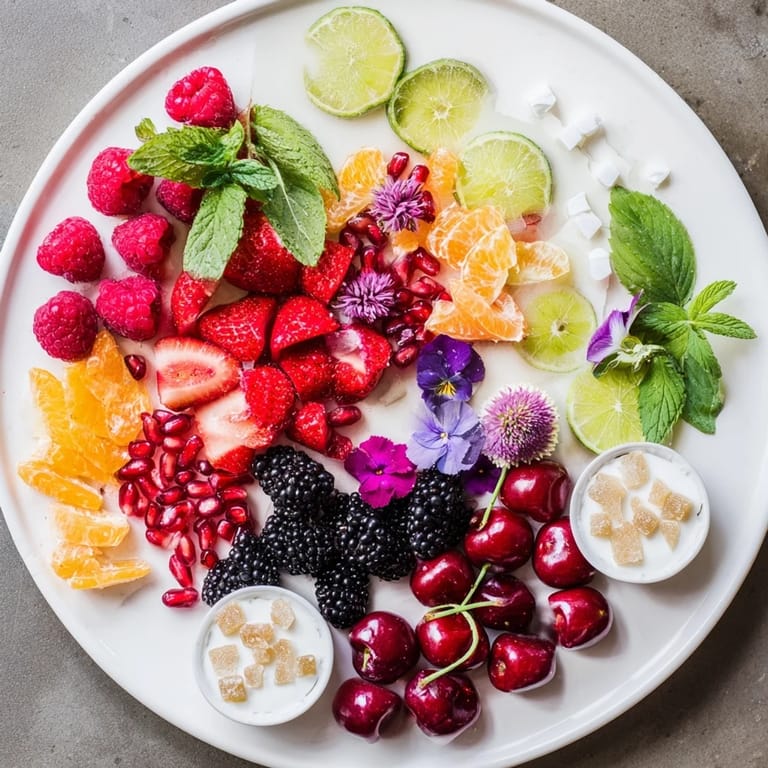 Elegant Champagne Bar garnishes display fresh raspberries, mint, and candied ginger for a celebratory mix.